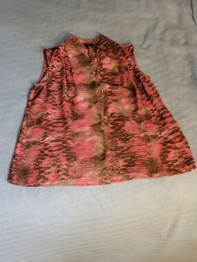 Tribal Sleeveless Pink and Brown Blouse